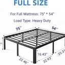 18 Inch High Heavy Duty Full Size Bed Frame Metal, Platform Bed Frame Full Size No Box Spring Needed, Noise Free, Easy Assembly, Black