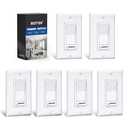 BESTTEN 8 Pack Dimmer Light Switch, LED Dimmer Switch, Single-Pole or 3-Way, for Dimmable LED, Halogen and Incandescent Bulbs, 120V, Wall Plate Included, UL Listed, White
