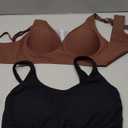 Deep V Bra Low Cut Sexy Push Up Bralettes for Women Padded Comfy Smoothing Wireless Lifting Bras Seamless Bralette (Large, Zz - Black + Brown)