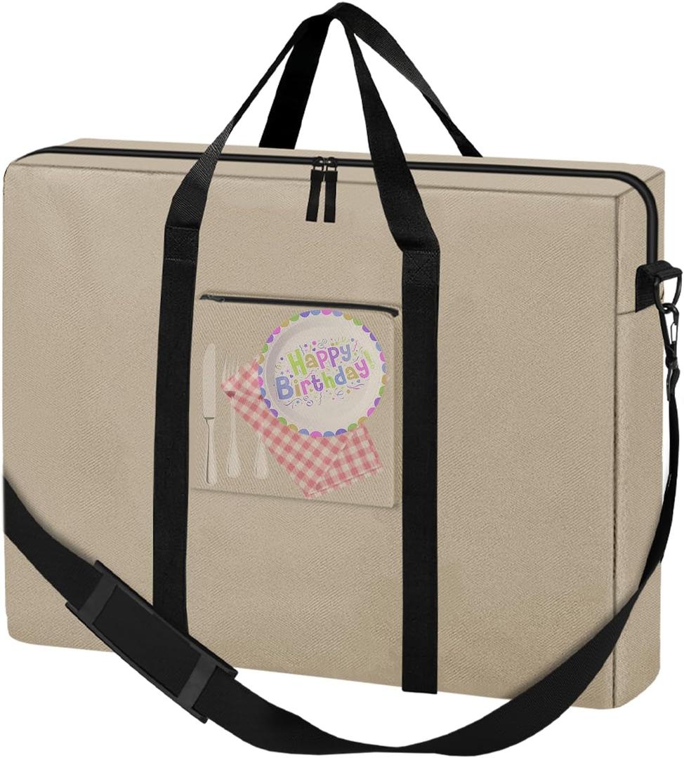 SIRUITON Folding Table Storage Bag, Portable 600D WaterProof Carry Bag for Folding Picnic/Camp Tables with Reinforcing Plate & Shoulder Strap, 36" D x 30" W x4.7 H Fits 6FT Folding Tables