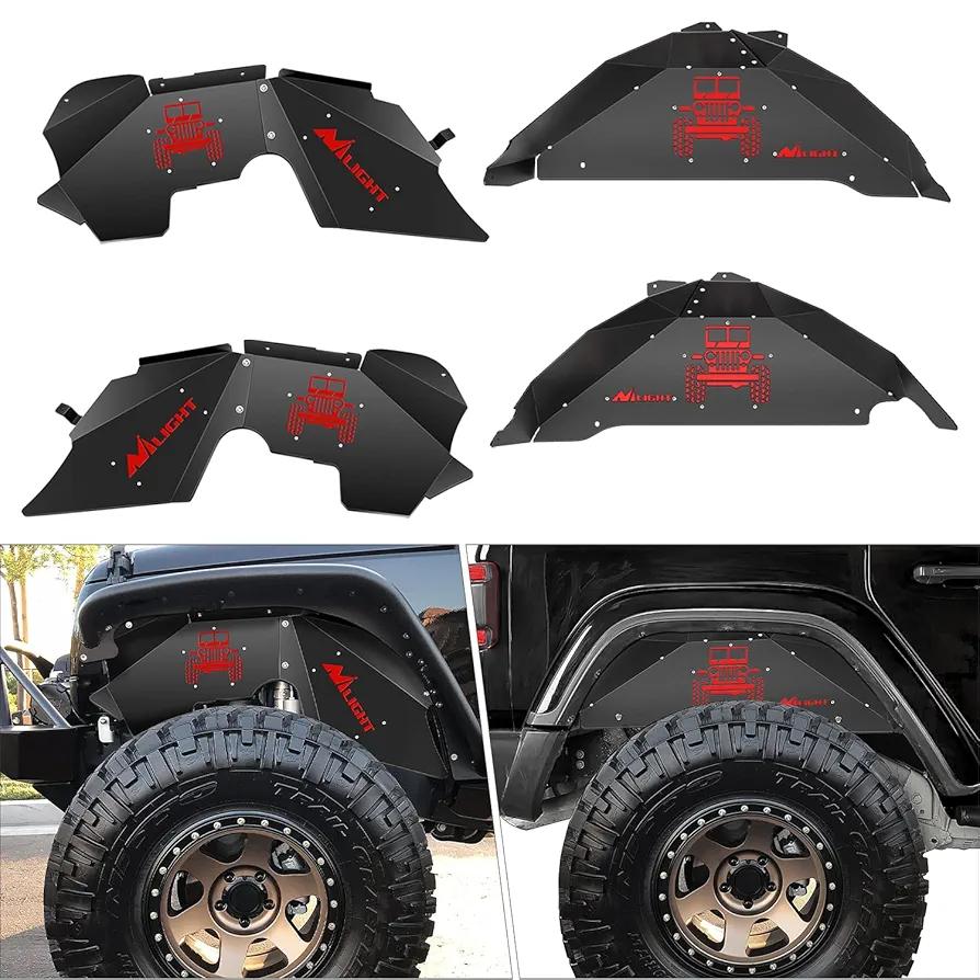Nilight Front & Rear Inner Fender Liners Wheel Cover Fit for 2007-2018 Wrangler JK JKU 4WD (4-Door/2-Door)