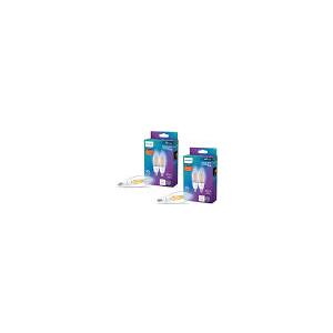PHILIPS LED 40W B12 4-Pack Dusk to Dawn Soft White (2700K) 300 Lumen (3W = 40W) Clear Flicker-Free Candelabra Light Bulbs
