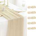 Sioloc 5 Pack Beige Cheesecloth Table Runner 120'' x 35'',Spring Easter Decor Soft Gauze Boho Wedding Table Decor for 10ft Table Birthday Party,Baby Shower, Bridal Shower, Home & Event Decor