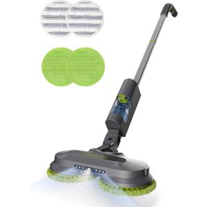 Cordless Electric Mop, Lightweight Electric Floor Mop with Detachable Water Tank, Water Sprayer & LED Headlights, Self-Propelled Floor Cleaner for Hardwood Tile Laminate Floor, Long-Lasting Battery