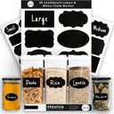 96 Chalkboard Labels for Storage Bins, Chalkboard Stickers with Chalk Maker, Chalk Labels for Kitchen Containers and Organizing, Removable Black Food Pantry Label Stickers for Jars Glass Bottles