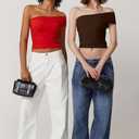 QINSEN Women's One Shoulder Sleeveless T-Shirt (Red)