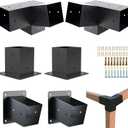 Pergola Kit, 15 3-Way Slanted Roof Pergola Bracket Set, Powder-Coated Roof Wall Mount Pergola Brackets 4"x 4"(Actual: 3.5x3.5 Inch), Pergola Hardware for Porch Gazebo Backyard (6 pcs), Black