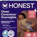 The Honest Company Comfort Dry Disposable Overnight Diapers for Sensitive Skin, Hypoallergenic, Baby Cozy Cloud and Star Signs Design Club Box Size 4 (22–37 lbs) 48 Count