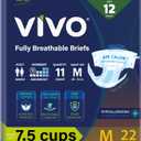 VIVO Organic Cotton Overnight Sensitive Skin Adult Incontinence Diaper Briefs with Tabs, Medium 22 Count