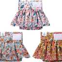 CuteBone Female Dog Diapers with Skirts 3 Pack Reusable Puppy Dresses Pants for Heat Cycle Period QBD12XS