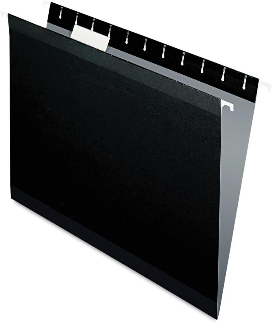 Pendaflex 04152 1/5 BLA Reinforced Hanging File Folders, Letter Size, Black, 1/5 Cut, 25/BX (4152 1/5 BLA)