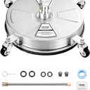 VEVOR 15" Pressure Washer Surface Cleaner, Stainless Steel Pressure Washer Attachments with 4 Wheels, 4000 Max PSI, 1/4 Quick Connector, 2 Spray Nozzles, 2 Extended Wands for Concrete, Patio, Deck