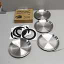 4-Pack Stainless Steel Cat Food Bowls, Shallow Whisker-Friendly Non-Slip Silicone Base Metal Dishes, Easy to Clean Indoor Feeding Flat Plates for Cat, Kitten, Small Dog (6.7")