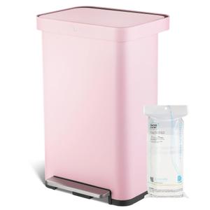Home Zone Living 18.5 Gallon Large Stainless Steel Trash Can with Slow Closing Lid and Wide Opening, Virtuoso Collection, Pink