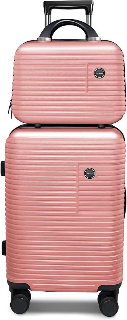 Carry On Luggage Set 2 Piece PC+AB Hardshell 20 inch Suitcases with Spinner Wheels Airline Approved. (pink) Carry On Luggage Set 2 Piece PC+AB Hardshell 20 inch Suitcases with Spinner Wheels Airline Approved. (pink)