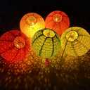 12Pack Paper Lanterns Chinese Japanese Hanging Paper Lanterns with LED Lights Sticks Tassels 8Inch Round for Chinese Lunar New Year Decorations 2026 Spring Festival Valentines Wedding Party Decor