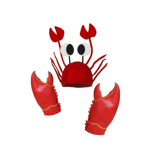 Funny Unisex Novelty Crab Hat - 3D Seafood Hat with Giant Crab Claws Gloves and Costume Props Set