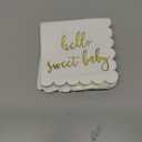 50 Pack 5x5 Inch White Scalloped Napkins with Gold Foil Hello Sweet Baby - Gender Neutral Baby Shower Napkins & Table Decor for Boy Girl Sprinkle Decorations