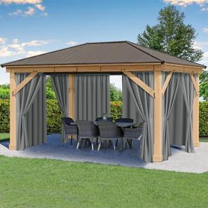 HolidayIdeas Outdoor Patio Curtains Waterproof with Rod Pocket 6 Panels 54x84 Inch- Weatherproof Balcony Outdoor Curtains for Apartments,Porch, Gazebo, Pergola, Sliding Glass Door, Grey