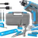 Hi-Spec 35pc Blue Tool Kit with 3.6V USB Electric Screwdriver and Drill set. Complete General Tool Set
