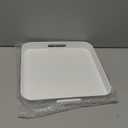 Square White Decorative Serving Tray with Handles, Versatile Ottoman Tray for Coffee Table, Entertaining, Outdoor Patio, Living Room, 13*13*1.6