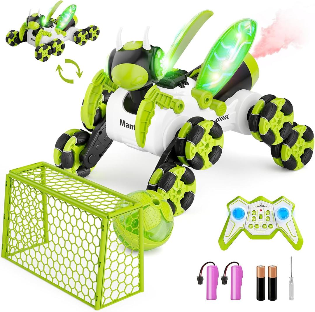 Terucle Remote Control Car, 8WD Bionic Mantis Toys with 360 Rotating Rc Drift Car | 2.4GHz RC Cars with Cool LED Lights, Music & Spray | Ideal Birthday Toys for Ages 8-13 Boys Girls (Green)