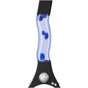 Unique Curved Liquid Motion Lamp with LED Color Changing, Decorative Lamp for Bedroom, Living Room, Office, Black Base with 'S' Logo and White Wax, Novelty Lighting Gift for Adults & Kids-Black