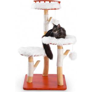 KONELCARE 46" Solid Wood Cat Tree, Crafted for Elegant Homes