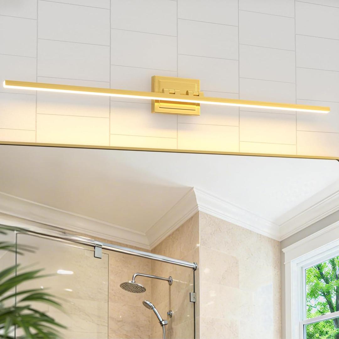 VOLISUN Bathroom Vanity Light 48 inch, 30W Dimmable 5CCT Led Bathroom Light Fixture Over Mirror, Gold Bar Vanity Light for Bathrooms-ETL Certificated