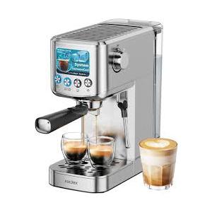 Espresso Machine 20 Bar with Milk Frother, Stainless Steel Coffee Maker with 42 oz Removable Water Tank for Cappuccino, Latte&Cold Brew, Home&Office, Silver 