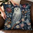 Vintage Owl Flowers Decorative Throw Pillow Cover William Morris Inspired- Vintage Flower Gift Art Farmhouse Cushion Pillowcase for Sofa Couch Bed Outdoor Living Room Home Decor (White Owl)