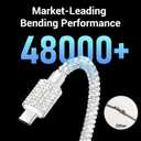 USB C to USB C Cable Fast Charging Cord Type C Cable for iPhone 17 Air Pro Max Nylon Braided Rhinestones Bling iPhone Charger Cord for iPhone 16 15 Plus Pro Max iPad Air Samsung S25 S24