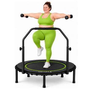 40" Bungee Rebounder Trampoline for Adults, 460LBS Low Impact Quiet Foldable Mini Trampoline, Easy Assembly Indoor Fitness Rebounder with Handle for Whole-Body Workout