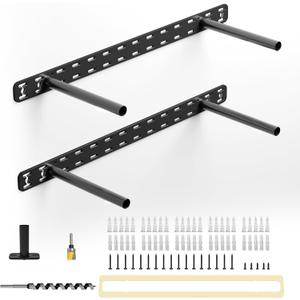 2pcs Floating Shelf Hardware Heavy Duty Hidden Shelf Brackets Support, Wall Mounting Invisible Floating Shelves Bracket with Jig (22" x 8" x 1.5" with Tools)