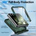 for Samsung Galaxy Z Flip 7 Case Compatible with Magsafe [Hinge Protection Kickstand][Built-in Front Screen Protector] 15FT Military Shockproof Full Body Phone Case for Galaxy Z Flip 7, Green