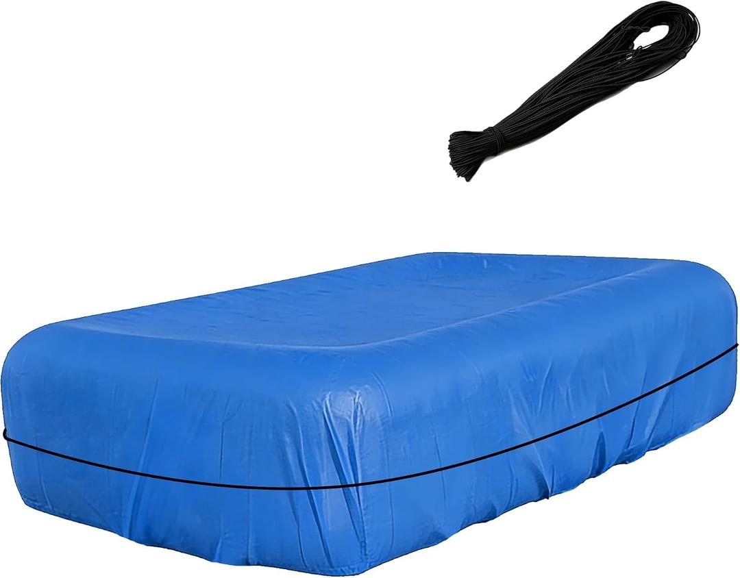 Rectangular Pool Cover for Inflatable Pool, Fits Pool Under 150" L x 102" W, Inflatable Underground Pool Cover for Garden Outdoor, 12.4' x 8.5'