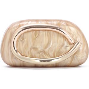 Oweisong Acrylic Clutch Purse for Women Shell Evening Bags Formal Wedding Green Clutch Shoulder Handbag with Chain (Gold)