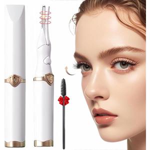 Heated Eyelash Curler - 2-in-1 Clip-Type Design, 3 Temperature Modes, USB Rechargeable Electric Eyelash Curler, Natural Curling 24H Long-Lasting Curl, Gift for Women & Girls, White-EC