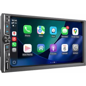 7" Double Din Car Stereo with Wireless Apple CarPlay & Android Auto, Built-in DSP Exclusive, 240W Hi-Power Audio, Bluetooth 5.3 Handsfree, FM Radio, Steering Wheel Control, Auto Backup Camera