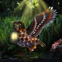 Modista Metal Yard Art Decor Owl Garden Statues Sculptures with Solar Lamp, One Size