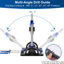 Upgraded Portable Drill Guide, Adjustable 0to 60Multi Angle Drill Guide for Straight Holes, Drill Press Adapter for Hand Drill, with 1/2" Chuck, Key, Guide Rod Precision Drilling Jig,Heavy-Duty