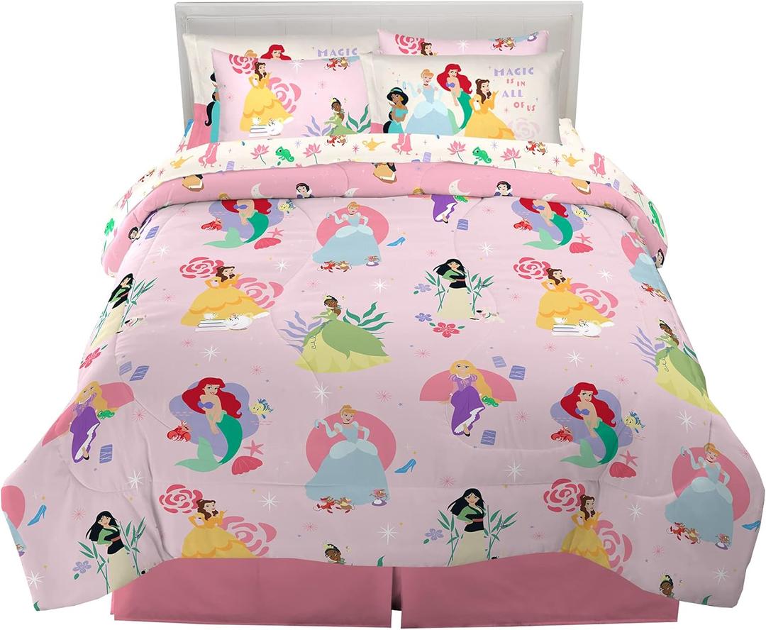 Disney Princess Kids Bedding Super Soft Comforter and Sheet Set with Sham, 7 Piece Full Size, "Official" Disney Product By Franco (PRINTS MAY VARY)