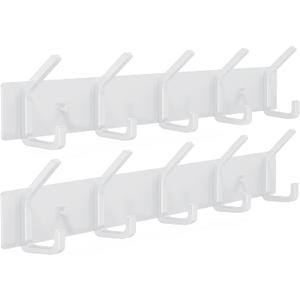 evory 2 Pack Coat Rack Wall Mount, 16.65 Inch Heavy Duty Metal Coat Wall Hooks for Hanging, Wall Hook Rack Coat Hanger for Purse Clothes Jacket Backpack Entryway Bathroom Kitchen, Matte White