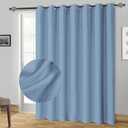 100% Blackout Shield Sliding Door Curtains, Extra Wide Curtains 84 Inch Long, Patio Door Grommet Drapes for Living Room, 100W x 84L, Blue
