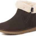 Hsyooes Snow Boots for Women Genuine Suede Leather Winter Boots Water Resistant Warm Booties Fur Lined Ankle Booties Fuzzy Classic Outdoor Coffee 38