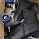 Chicago Skates Classic Quad Roller Skates for Women & Men Durable & Top Performance, Adjustable High-Top Boots for Safe Indoor/Outdoor Roller Derby60mm PU Wheels & Semi-Precision Bearings (Black,Womens 8 / Mens 7)