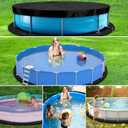 Mindsoft Round Pool Cover and Pool Liner Pad Set Solar Covers for Above Ground Pools with Drawstring and Hook and Loop Fastener, Liner Pad with Windproof Strap, Ground Nails, Drawstring(12 ft)