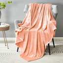 DREAMNINE Super Soft Fuzzy Fleece Throw Blanket for Couch Sofa 50" x 60", Decorative Solid Lightweight Velvet Blanket for Chair, Cozy Accent Shaggy Micro Plush Flannel Blankets for Bedroom Dorm, Peach