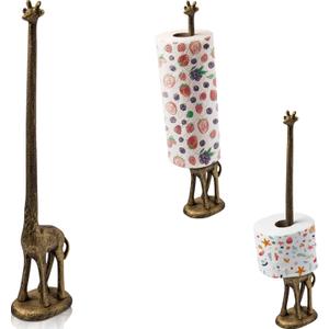 Comfify Giraffe Paper Towel Holder for Kitchen or Decorative Toilet Paper Stand for Bathroom - Unique Antique, Vintage, Whimsical Animal Design Roll Dispenser for Home Decor - Gold with Black