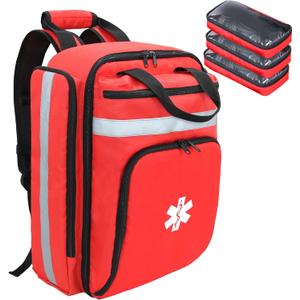 First Aid Bag Empty,EMS,EMT,Emergency Trauma Doctor Bag,First Aid Kit For Car,Home,Hiking,Camping and Travel(Red)